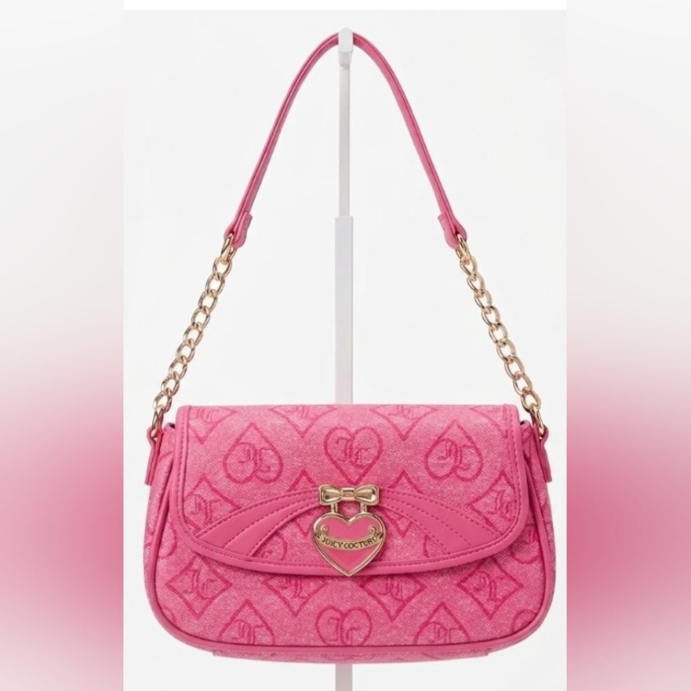 Retro Juicy Couture Pink Kentucky Derby Precious Moments Flap Shoulder Bag - Picture 2 of 9